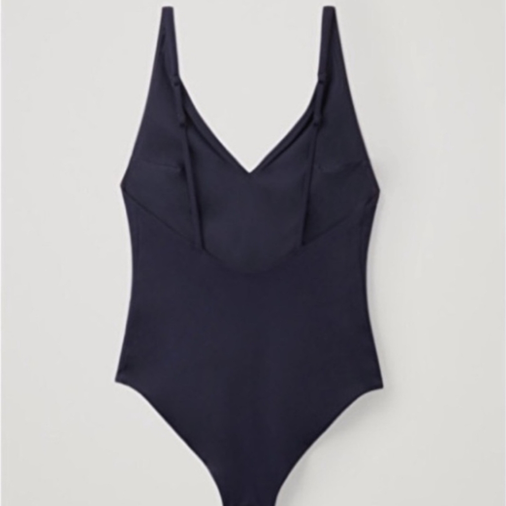 NWT - COS Navy Blue Deep V super flattering Swimsuit